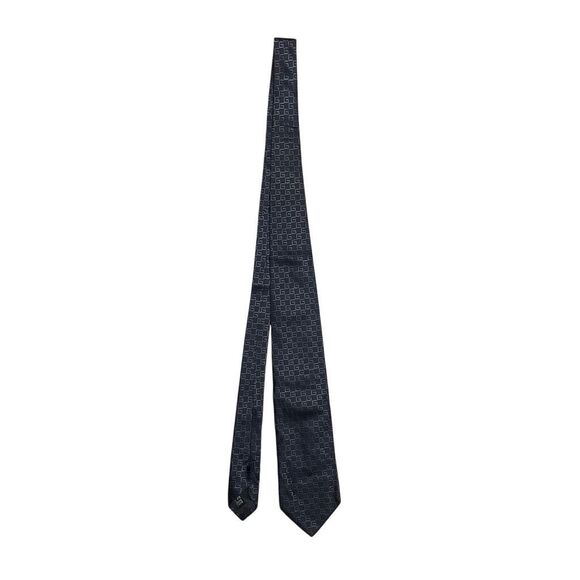 Vintage Gucci Mens Navy Blue 100% Silk Designer Pointed Neck Tie G Pattern - Picture 1 of 12